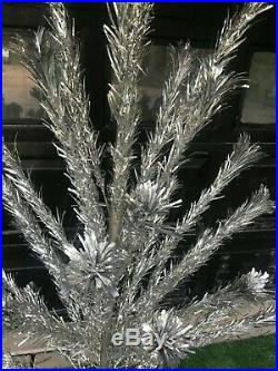 Vintage Silver Aluminum Pom Pom Christmas Tree Famous Barr 51 Branches, 6.5