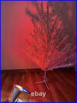 Vintage Silver Aluminum Sapphire Regal Christmas Tree With Color Wheel