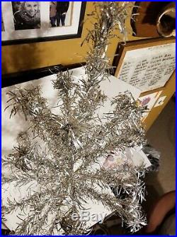 Vintage Silver Aluminum Tinsel Christmas Tree 52 Pom Pom