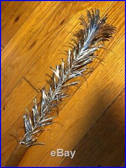 Vintage Silver Forest TINSEL Aluminum Pom Pom Christmas Tree In Box 4.5 Ft MCM