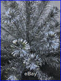 Vintage Silver Glow Aluminum Christmas Tree 4.5' Pom Pom Original Box 54 branch