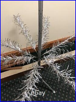 Vintage Silver Glow Aluminum Christmas Tree Box 6 Feet Tripod Stand Instructions