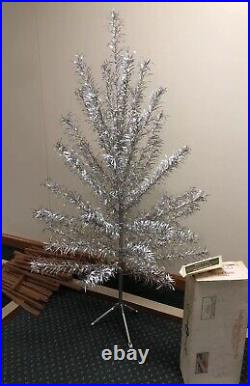 Vintage Silver Glow Aluminum Christmas Tree Box 6' Stand Instruction Retro