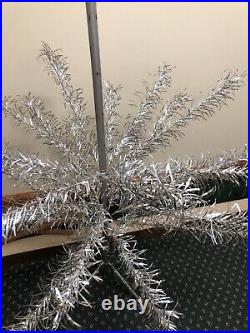 Vintage Silver Glow Aluminum Christmas Tree Box 6' Stand Instruction Retro