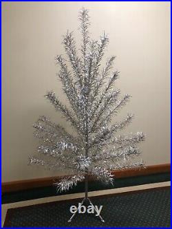 Vintage Silver Glow Aluminum Christmas Tree Box 6' Stand Instruction Retro