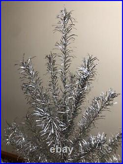 Vintage Silver Glow Aluminum Christmas Tree Box 6' Stand Instruction Retro