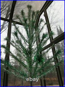 Vintage Silver / Green Aluminum Peco 6 Ft Christmas Tree in Box 42 / 46 Branches