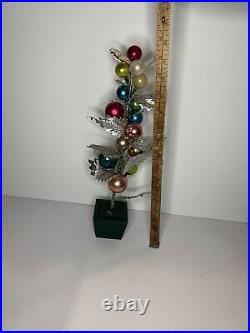 Vintage Silver Holly Christmas Tree with Ball Ornaments 11 Occupied Japan