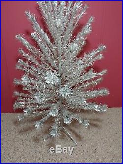 Vintage Silver Mid-Century 6 ft Peco Pom-Pom Christmas Tree(90+)Branches Nice