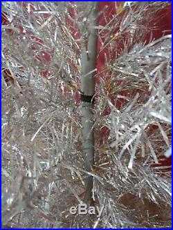 Vintage Silver Mid-Century 6 ft Peco Pom-Pom Christmas Tree(90+)Branches Nice