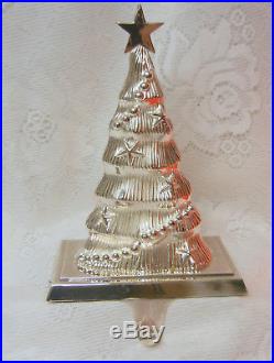 Vintage Silver Plated Christmas Tree Mantel Hook Stocking Holder Hangers Heavy