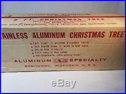 Vintage Silver Stainless Aluminum 6 FT Christmas Tree 43 Branches COMPLETE w BOX