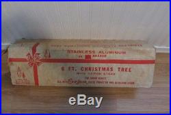 Vintage Silver Stainless Aluminum Christmas Tree 6' Ft 46 Branch POM Evergleam