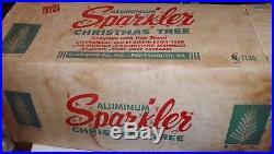 Vintage Sparkler 7' Silver Aluminum Christmas Tree 130 Branches Stand Orig Box