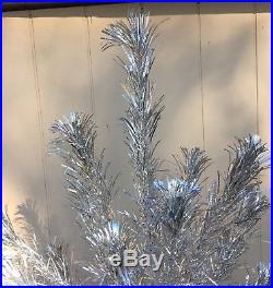 Vintage Sparkler Pom Pom 6 Ft Silver Aluminum Christmas Tree 68 Branches