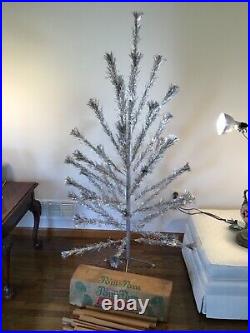 Vintage Sparkler Pom Pom Aluminum Christmas Tree 6 Ft 6' Star Band Box VIDEO