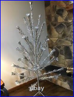 Vintage Sparkler Pom Pom Aluminum Christmas Tree 6 Ft 6' Star Band Box VIDEO