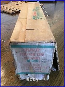 Vintage Sparkler Pom Pom Aluminum Christmas Tree 6 Ft 6' Star Band Box VIDEO