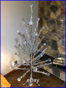 Vintage Sparkler Pom Pom Aluminum Christmas Tree 6 Ft 6' Star Band Box VIDEO