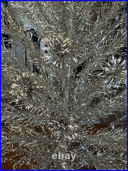 Vintage Sparkler Pom Pom Aluminum Christmas Tree 7' 88 Branch Long Needle & Box