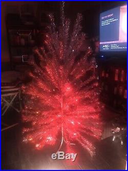 Vintage Sparkler Pom Pom Silver Aluminum Christmas Tree 120 Branches 75 Tall