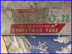 Vintage Sparkler Pom Pom Silver Aluminum Christmas Tree 3