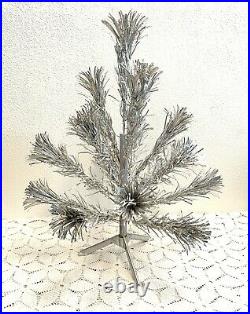 Vintage Sparkler Pom Pom Silver Aluminum Christmas Tree With Box Complete 2 FT