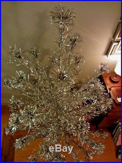 Vintage Stainless Silver Aluminum Evergleam Christmas Tree 6' F 46 Branch PomPom
