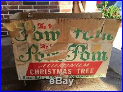 Vintage Star Band Silver Aluminum Pom Pom Christmas Tree, 2 Foot, 19 Branches, IOB