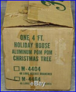 Vintage The Sparkler POM POM 4 ft. Silver Aluminum Christmas Tree Original Box