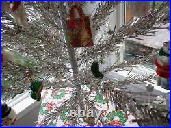 Vintage US Silver 1950's Aluminum Christmas Tree & 70 + Old World Ornaments