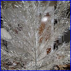 Vintage Warren Stainless Steel 4 1/2' Silver Aluminum Christmas Tree 50 Branch