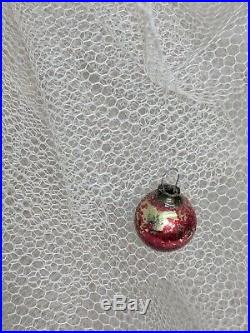 Vintage White Tulle Mid Century Christmas Tree Red Ball Snowman Silver Reflector