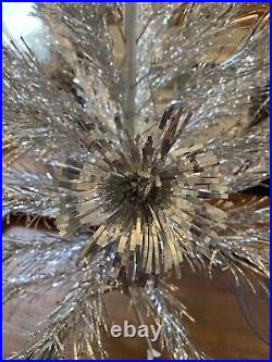 Vintage aluminum tinsel christmas tree 4.5 ft The Sparkler Pom Pom silver