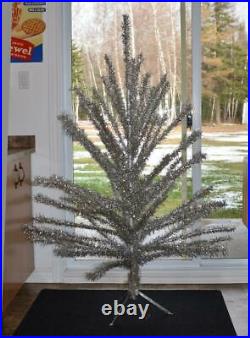Vintage nice Complete 1960s Silver VINYL CHRISTMAS TREE 5½ ft 45 WIDE CANADA