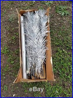 Vintage set x 2 Timberland pom pom silver aluminum Christmas trees made in usa