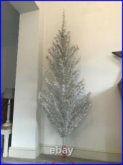 Vintage silver and white Tinsel Christmas tree 6ft Decorations not included