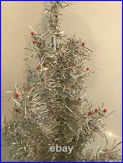 Vintage silver and white Tinsel Christmas tree 6ft Decorations not included