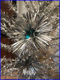 Vitage Silver Aluminum 6 Ft Christmas Tree- 70 Branches Pom Pom Ends