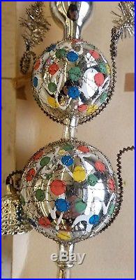 Vtg 1930 German CHRISTMAS TREE TOPPER SILVER Mercury Glass Bells Leonic Wire
