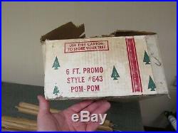 Vtg 1950's United States Silver Tree Co #643 6ft Aluminum Tree Christmas Pom-pom