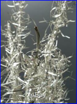 Vtg 4' Aluminum Silver artificial Christmas Taper Tree USA Flameproof Holidays