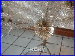 Vtg 6 1/2 Ft Silver Forest Pom Pom Aluminum Christmas Tree 81 Branches Stand Box