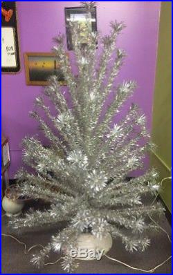 Vtg 6' Evergleam Silver Aluminum Pom Pom Christmas Tree 94 Branch+ Bonuses