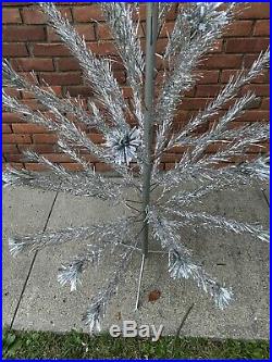 Vtg 6' Foot Silver Pine Aluminum Christmas Tree 48 Branches