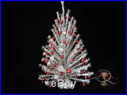 Vtg 6' Silver Aluminum Christmas Tree 94 Branch Color Wheel Revolving Stand