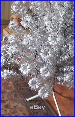 Vtg 60's Christmas Tree Silver Pom Pom EverGleam Tinsel 6 Ft 94 Branches USA