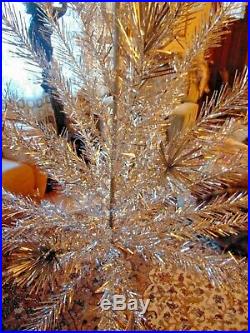 Vtg 7.5 Ft Fairyland Aluminum Silver Christmas Tree 54 Branches with Stand & Box