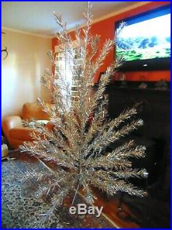 Vtg 7.5 Ft Fairyland Aluminum Silver Christmas Tree 54 Branches with Stand & Box