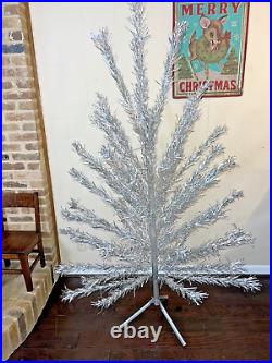 Vtg ALUMINUM SPECIALITY Stainless 6ft. Christmas Tree 55 Branch COMPLETE